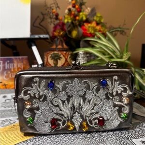Patricia Nash Metallic Clutch with Jewel Accents